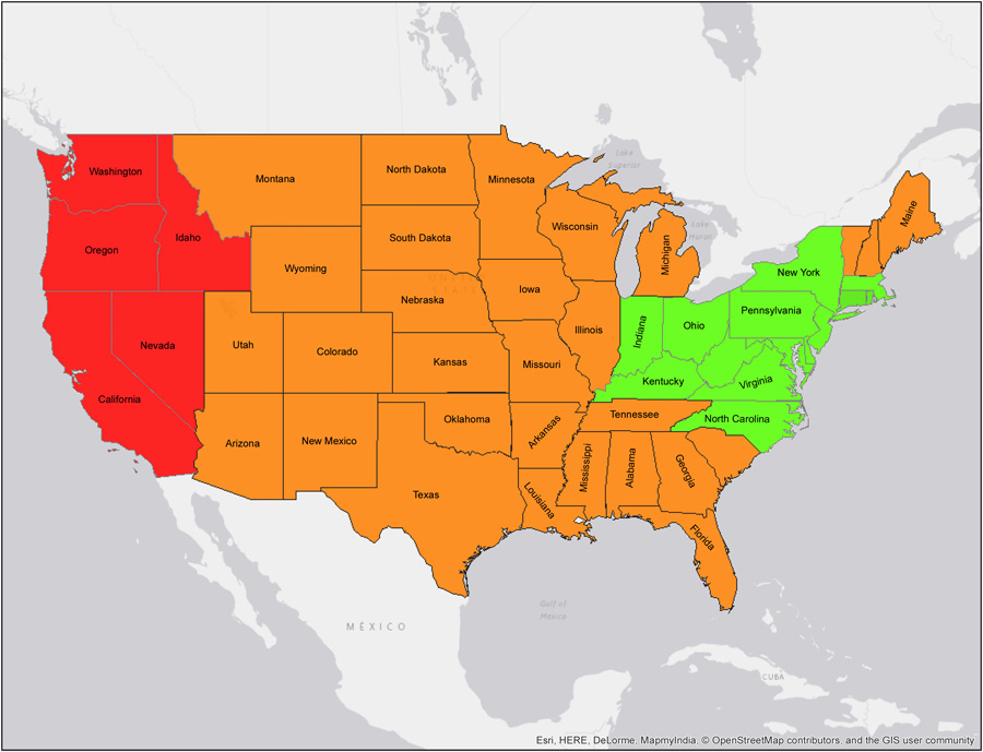 Service Areas Map
